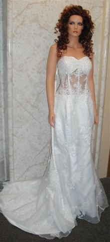 white see through corset gown
